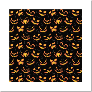 Halloween Pumpkins Creepy faces Art Posters and Art